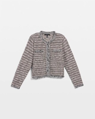 Chain-Trim Tweed Sweater Jacket | White House Black Market